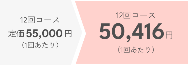 12回コース 定価55,000円 (1回あたり)が50,416円に割引