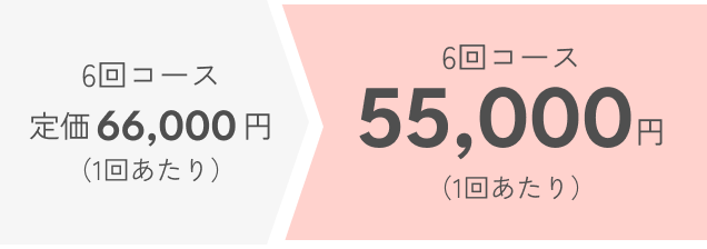 6回コース 定価66,000円 (1回あたり)が55,000円に割引